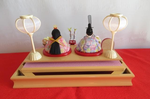 最大安　吉徳購入　 送料込み　ガラスケース 親王飾り　木目込み 二人飾り