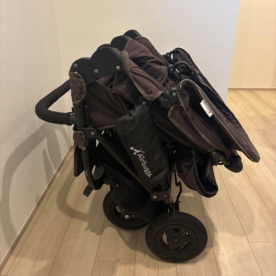 AirBuggy ココダブル ベビーカー ブラウン 双子ベビーカー　付属品あり