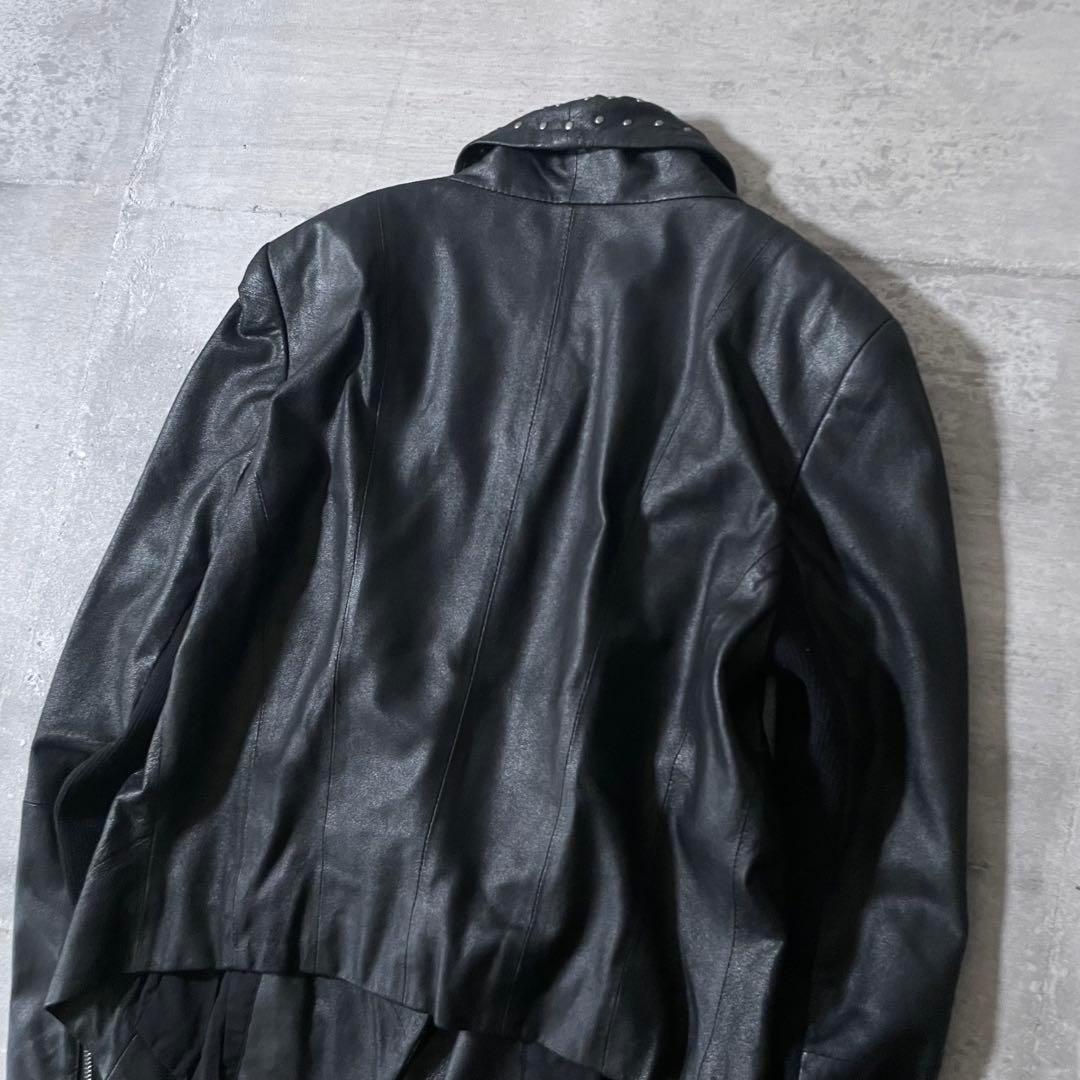 y2k opium レザーライダースジャケット 変形 スタッズ ギミック 00s