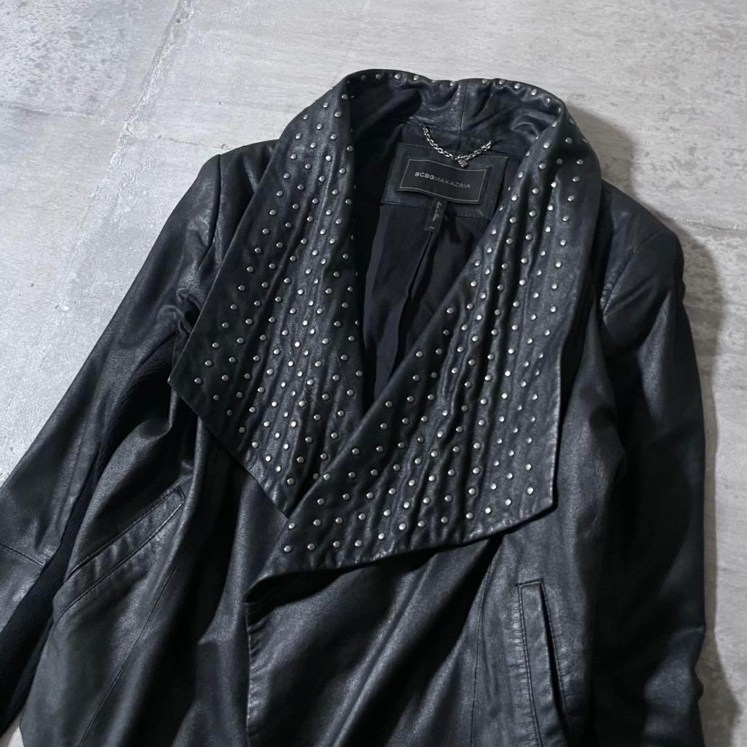 y2k opium レザーライダースジャケット 変形 スタッズ ギミック 00s