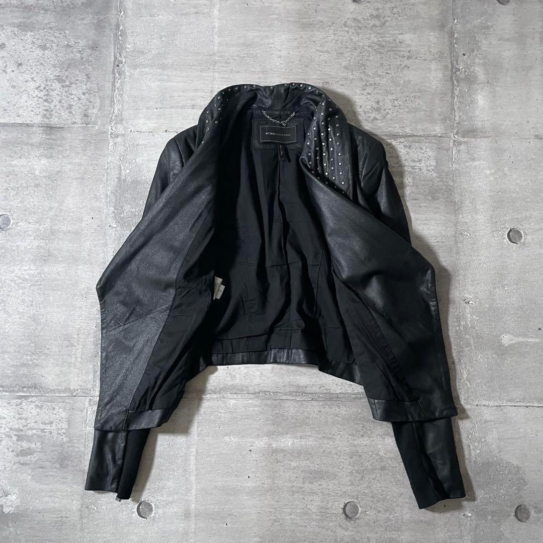 y2k opium レザーライダースジャケット 変形 スタッズ ギミック 00s