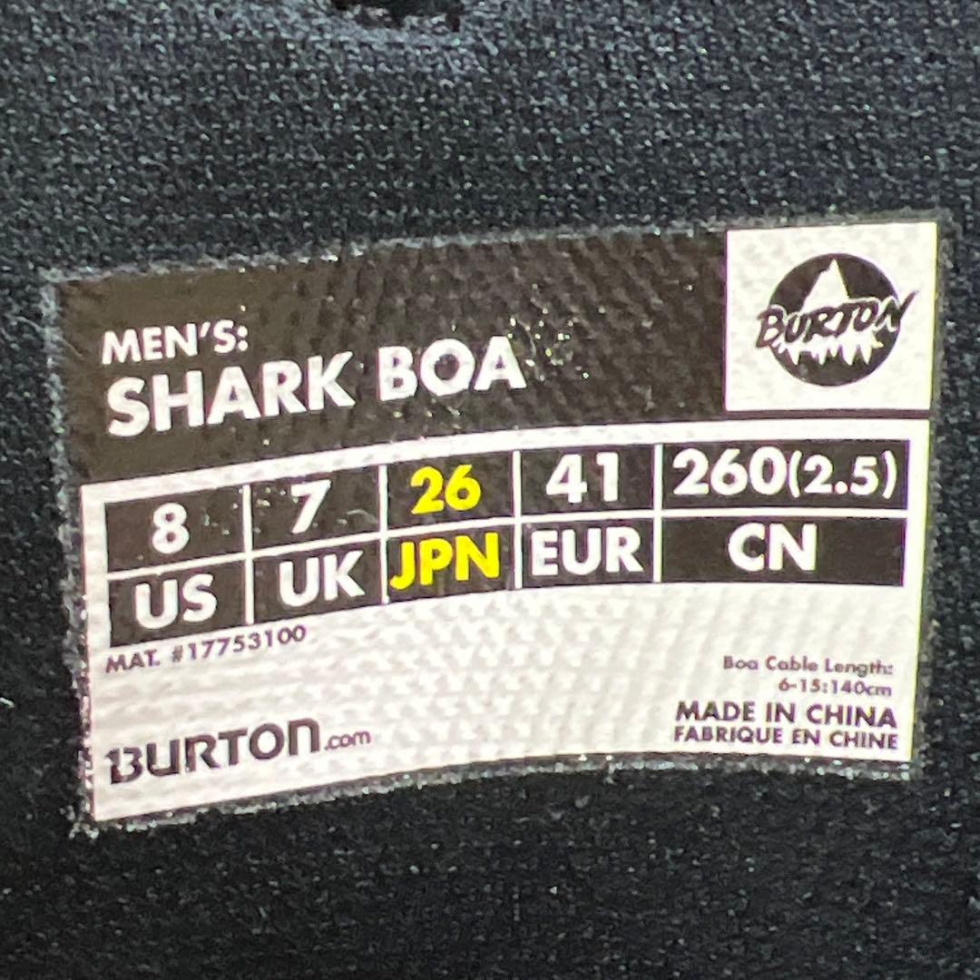 【美品_即日発送】BURTON スノボブーツ SHARK BOA 26.0cm