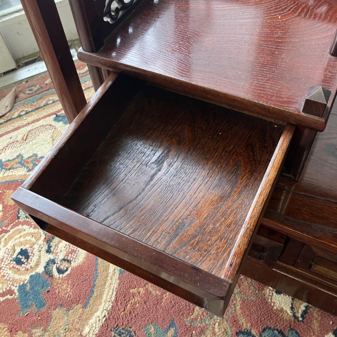 唐木家具 茶箪笥 飾り棚 中国骨董 唐草彫り サイドボード ビンテージ