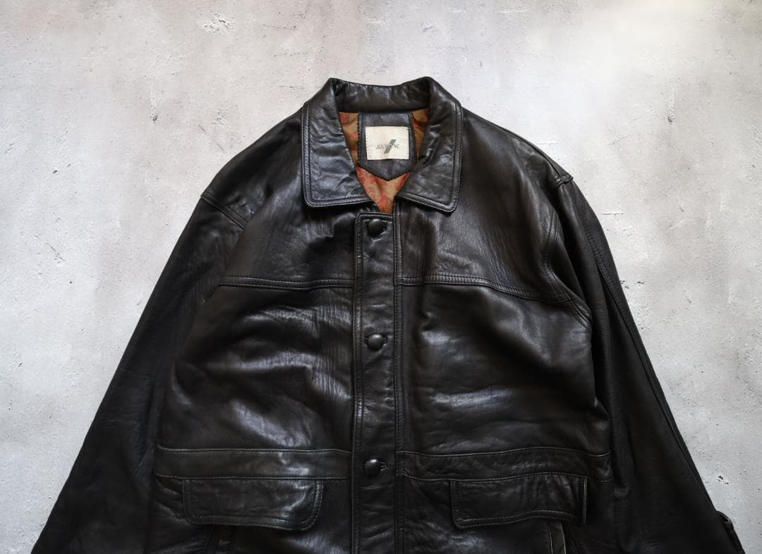 【90s】カーコート ビンテージ レザー ブラック 牛革