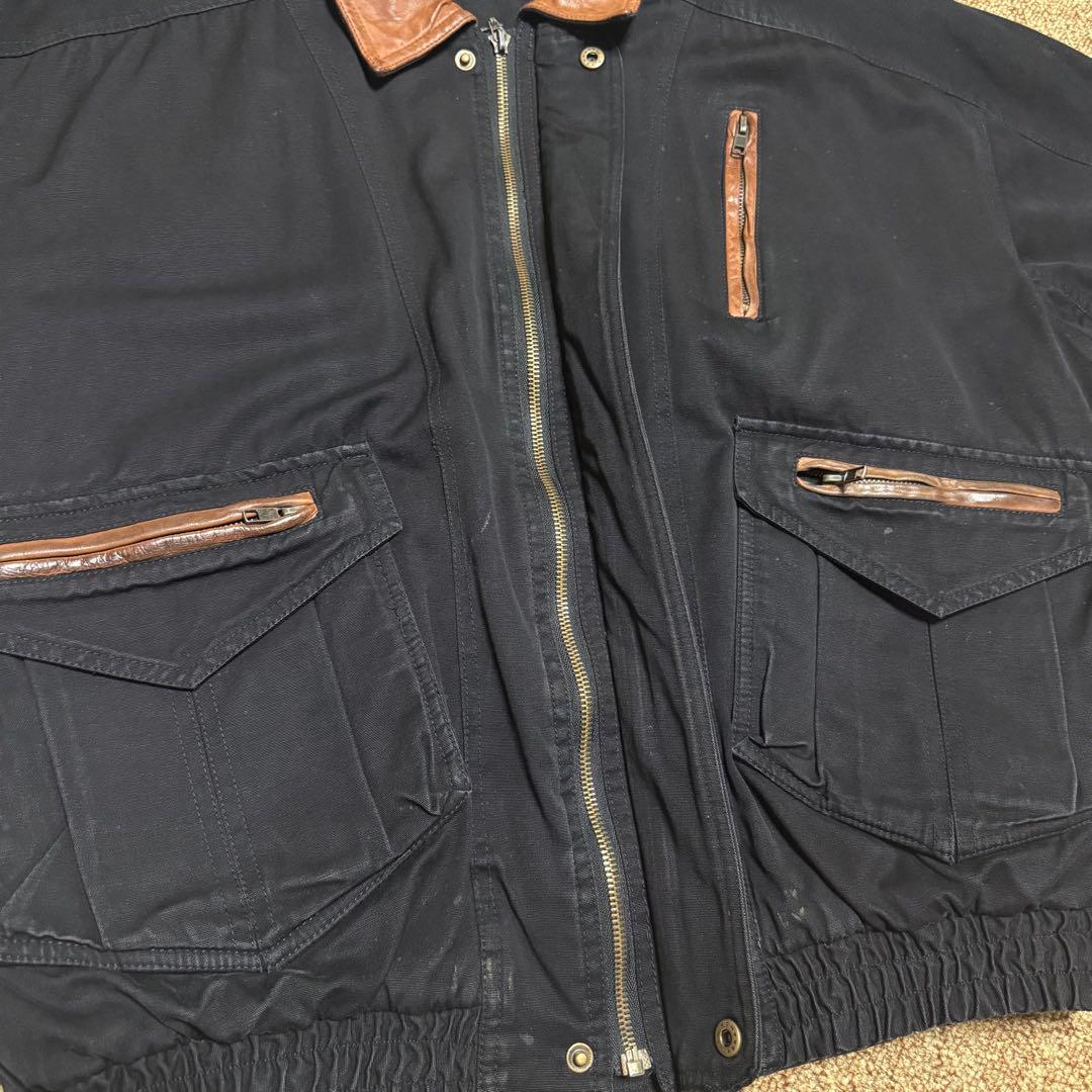 MIRAGE 短丈　襟レザー　ドリズラージャケット　中綿入り　ヴィンテージ