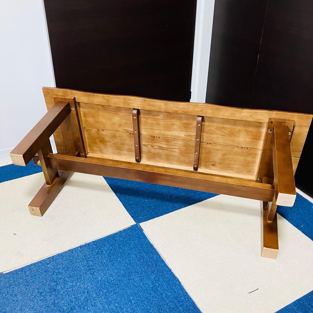 【美品】木製ベンチ ダイニングチェア タモ材 幅105cm 2人掛け 椅子 天然