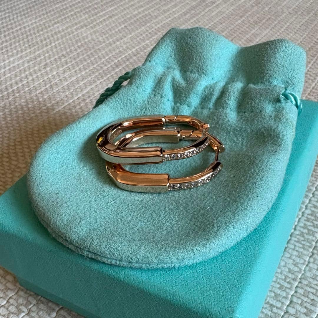 ロックピアス　フープピアス　ピンクゴールド(高品質・ミディアムサイズ)