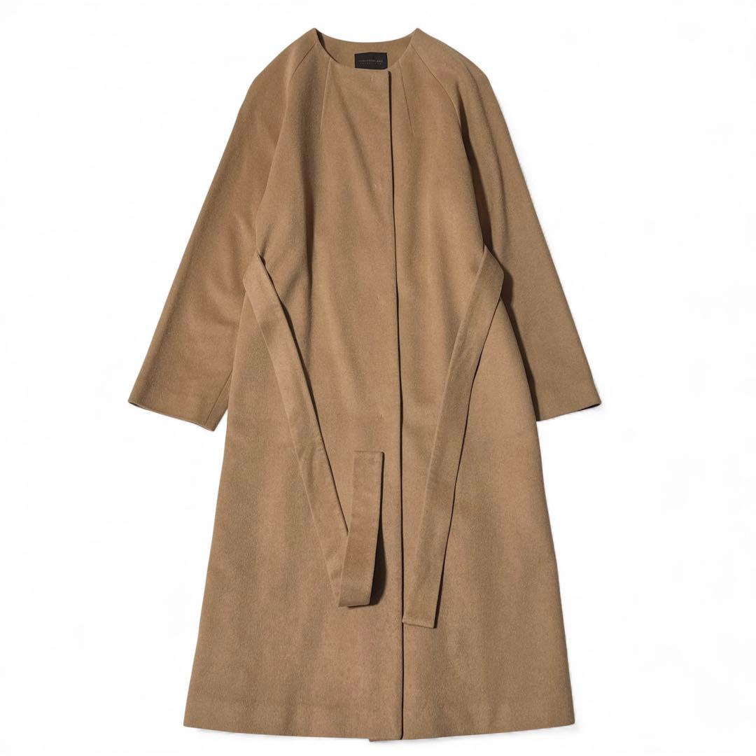 極美品✨️定価12万　トゥモローランド　ピュアカシミヤ ノーカラーコート　36