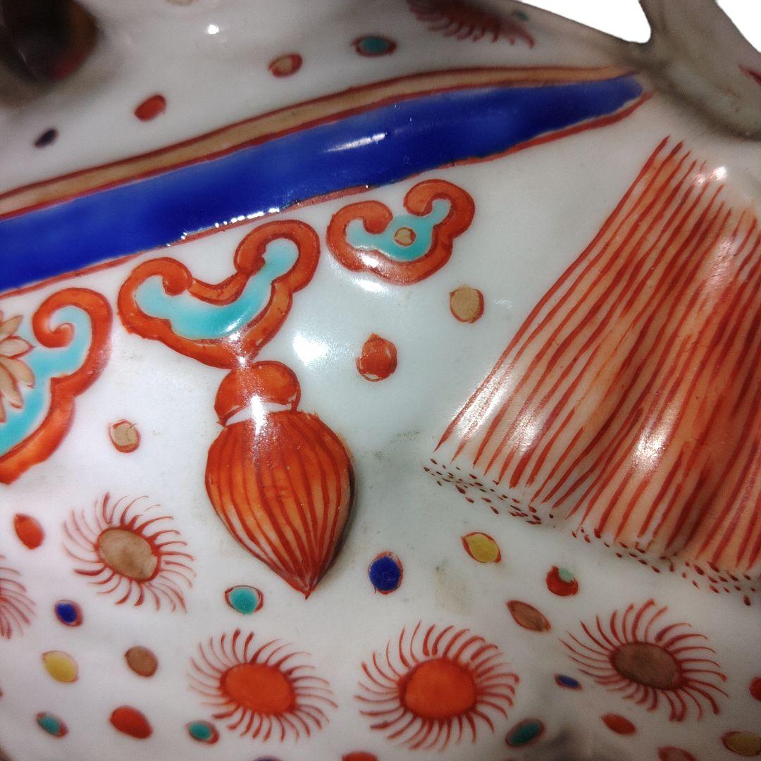 古伊万里　柿右衛門様式　獅子置物