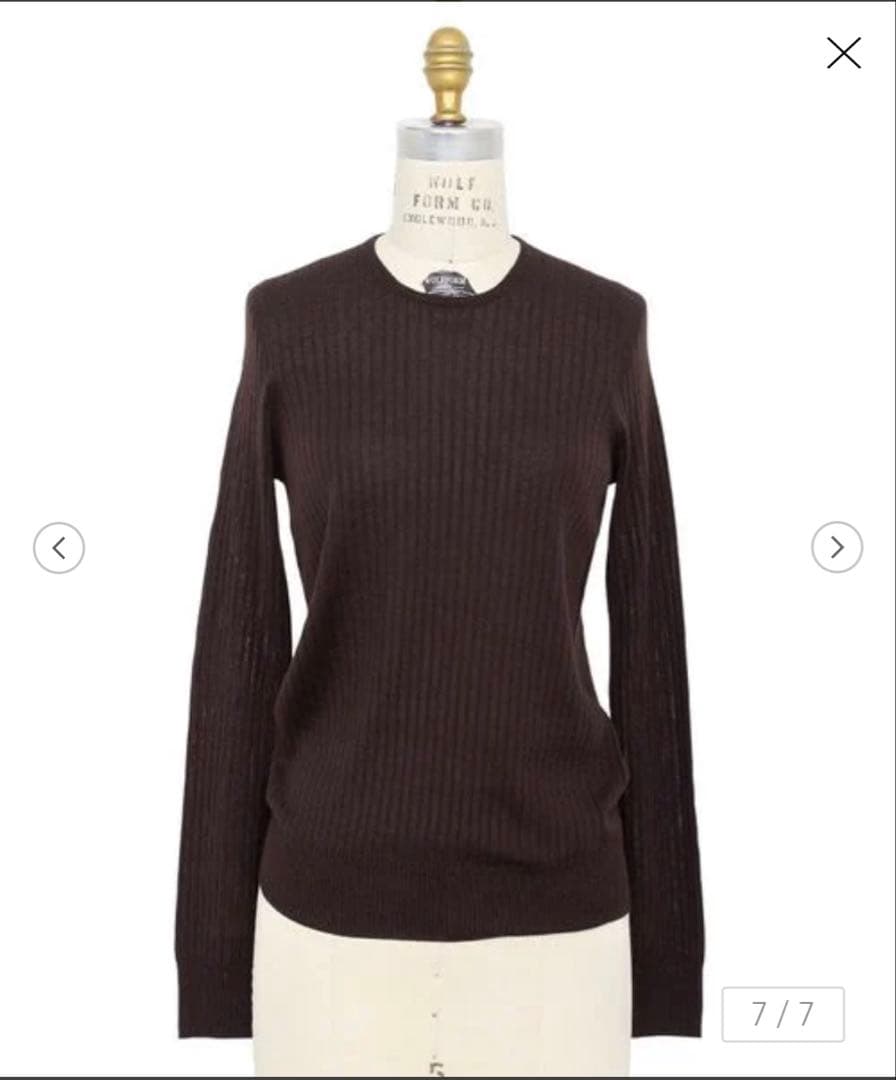 Drawer☆18Gカシミヤシルクリブクルーニット ブラウン