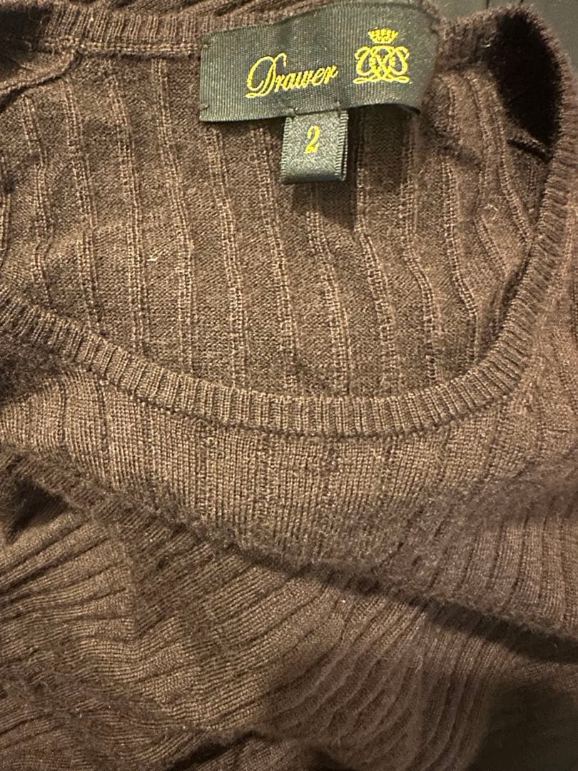 Drawer☆18Gカシミヤシルクリブクルーニット ブラウン
