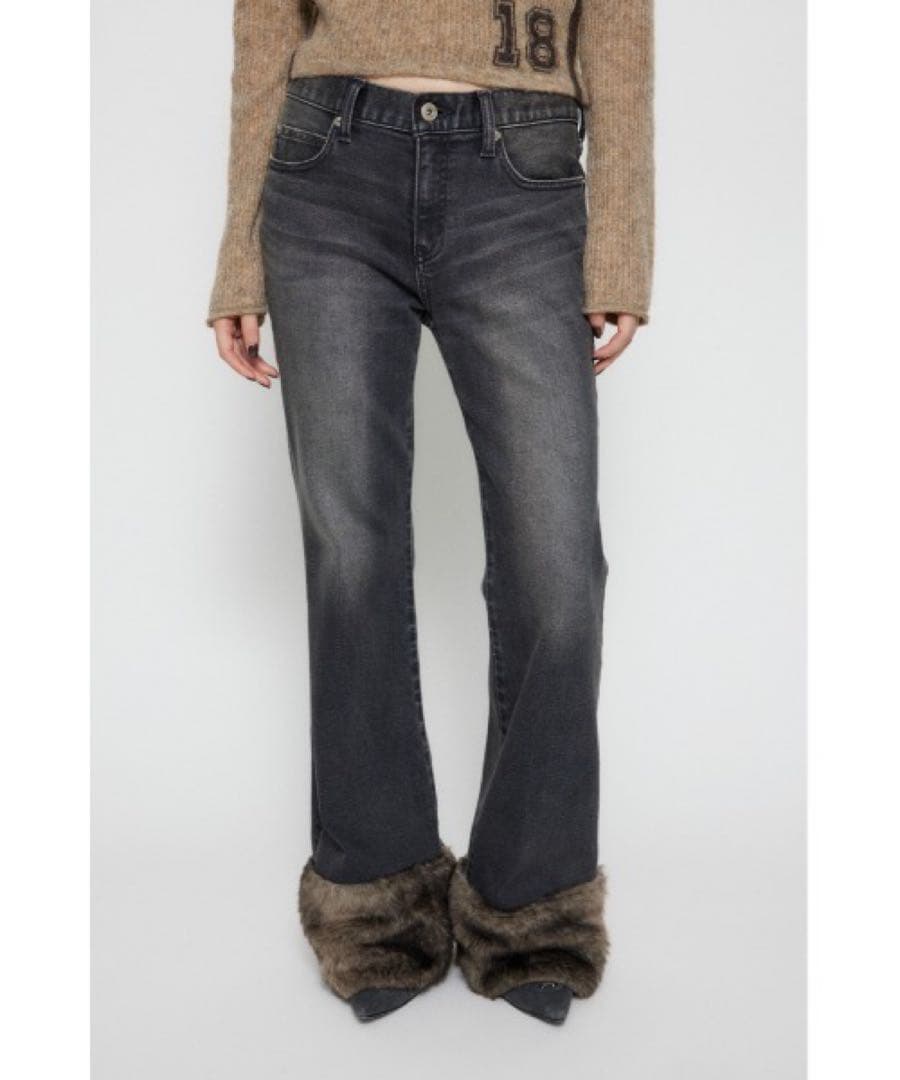 LAGUA GEM FAUX FUR フレアファーデニム