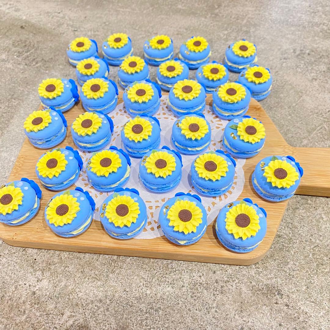 フェイクスイーツ 【七夕三色団子】【夏のひまわりと青リボンマカロン】