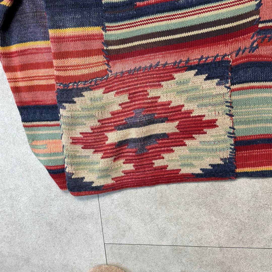 稀少モデル 別格のデザイン ラルフローレン パッチワーク柄 ニットカーディガン