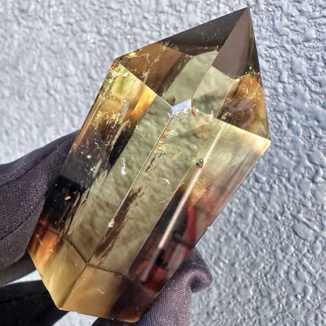 【開運 魔除】絶品❗️レインボー煙水晶スモーキーシトリン六角柱ファントムA1530