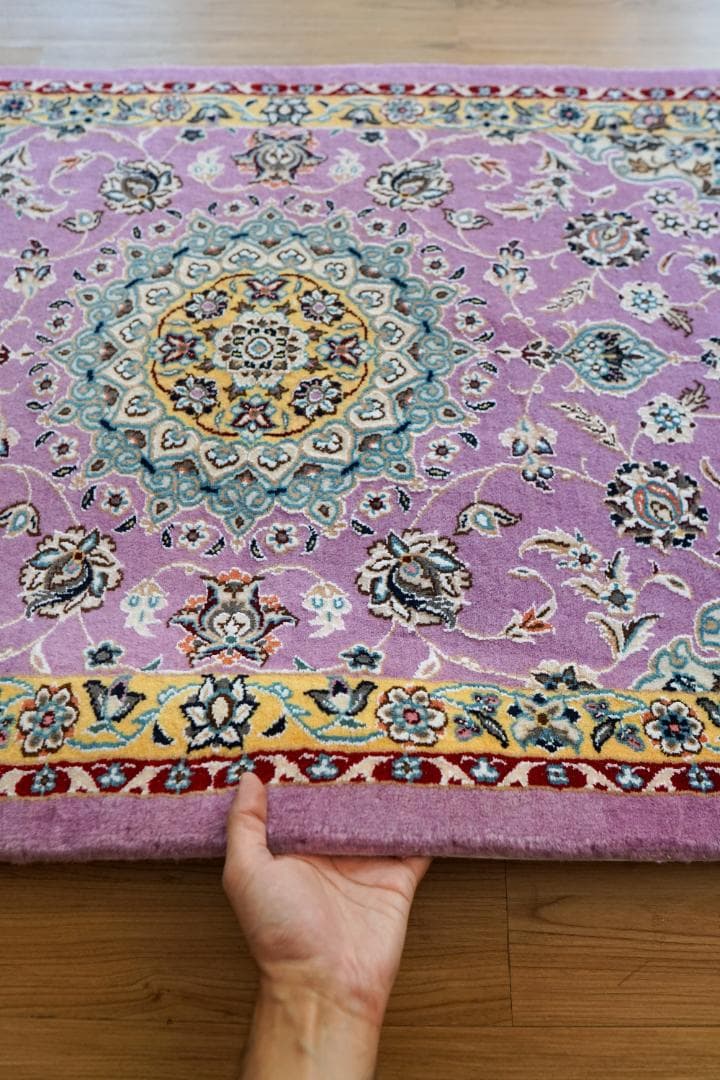 ペルシャ絨毯 ナイン産 青 9la 120×79cm