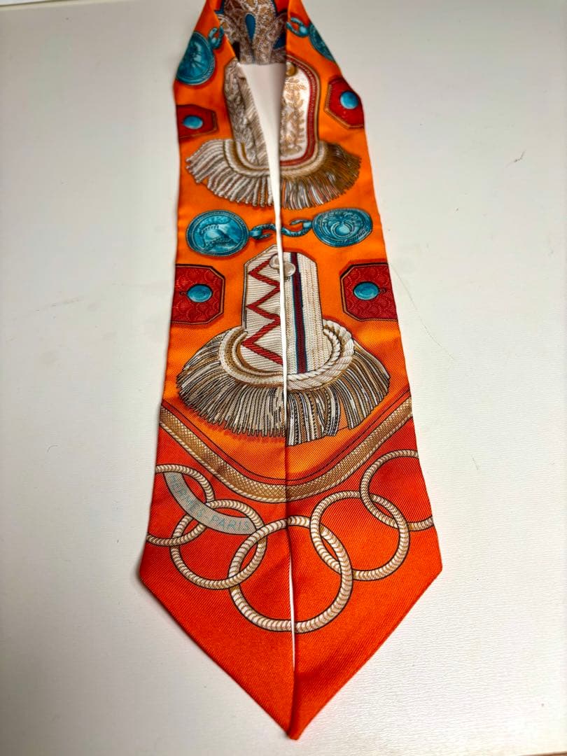 HERMES エルメス ツイリー スカーフ オレンジ シルク 正規品 箱付き