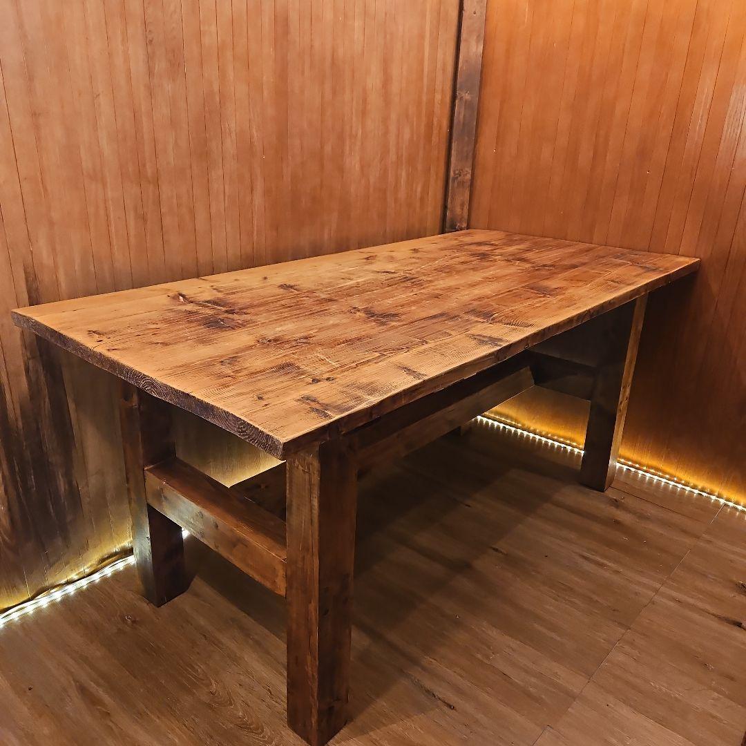 足場板テーブル 男前 天然木無垢材 ヴィンテージ加工 高めのテーブル