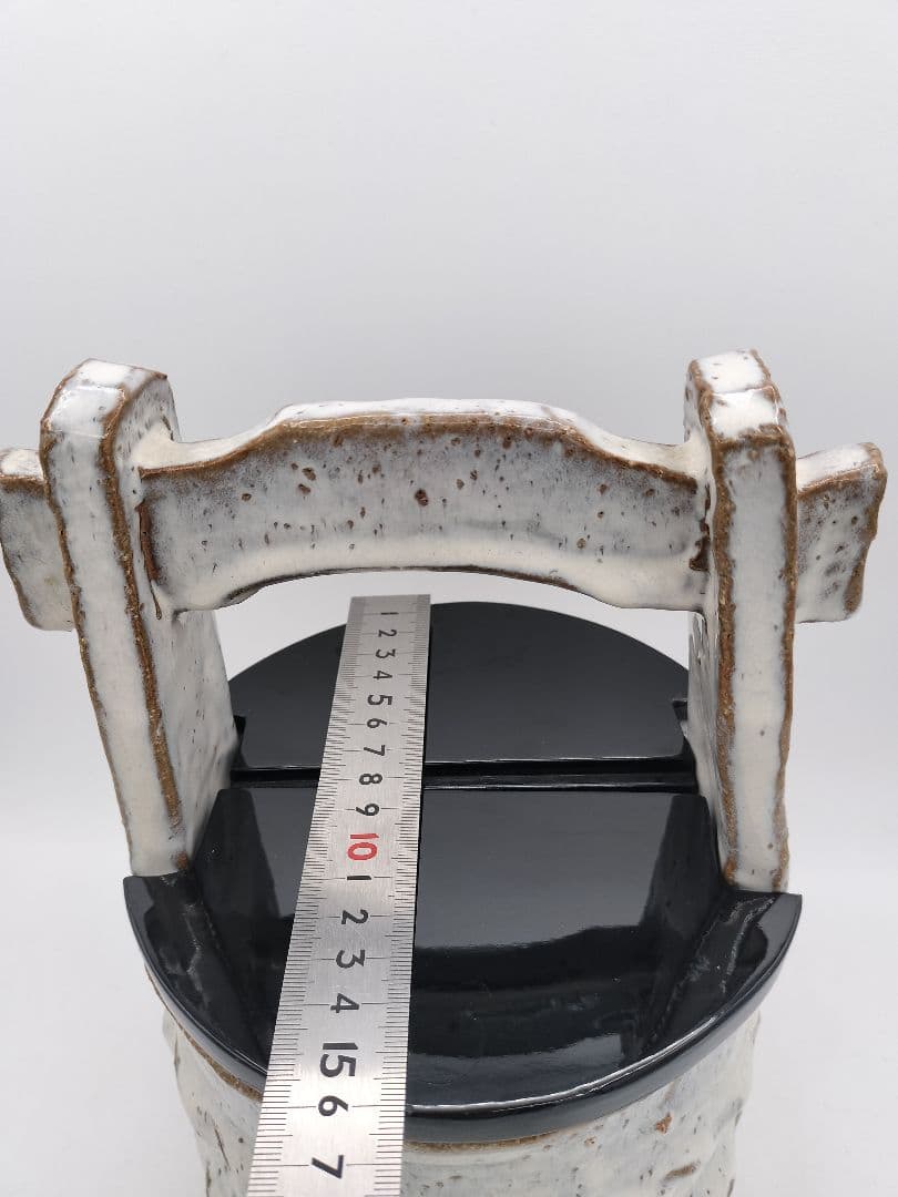 c912 水指 萩手桶割蓋付 司希衛門 木箱 茶道具 古物