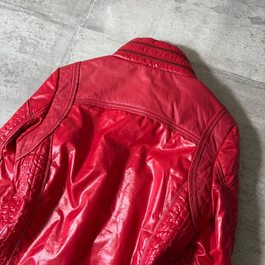 2000's leather × nylon riders jacket y2k