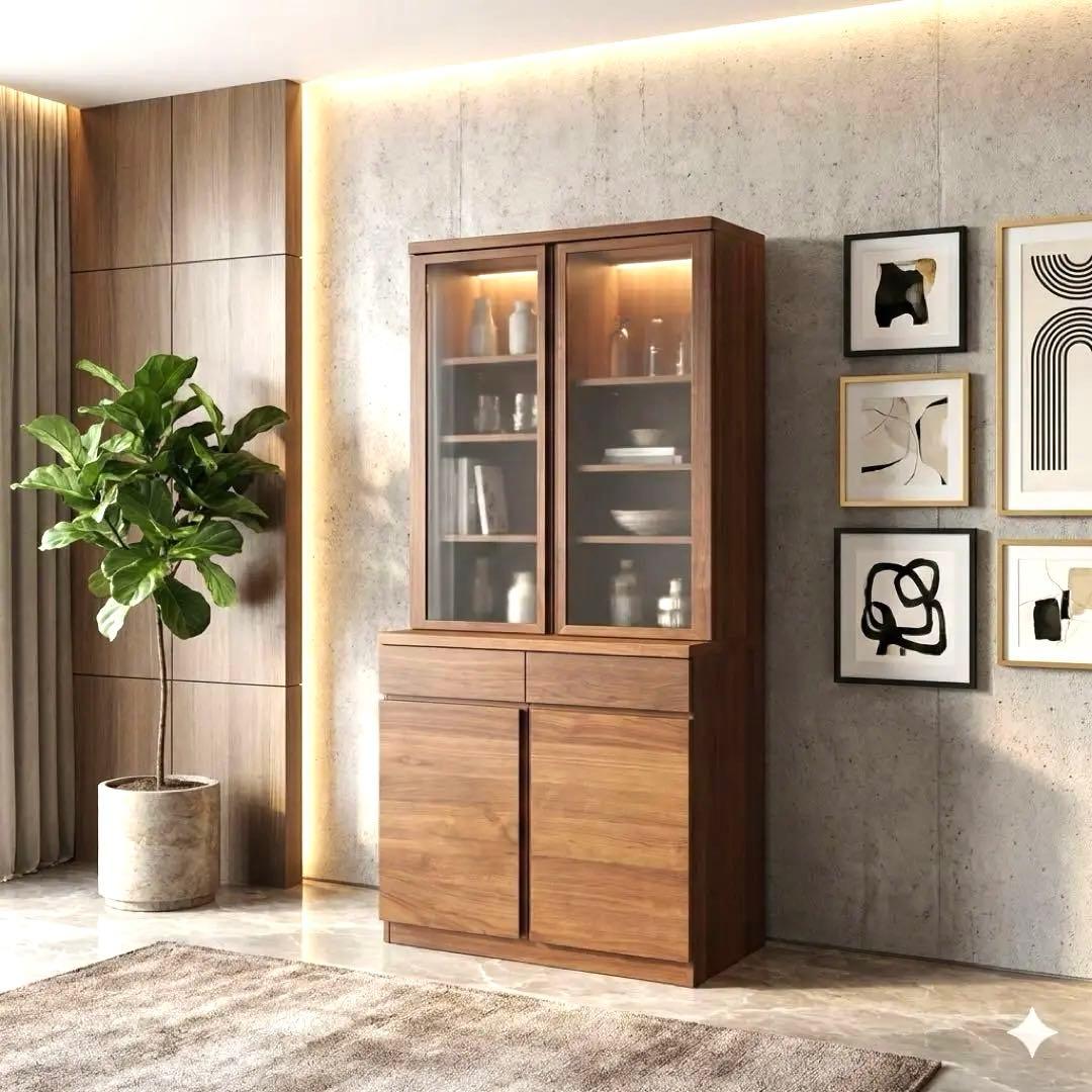 【カンディハウス】食器棚◆ウォールナット◇程度良好