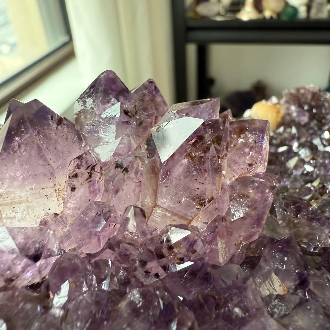 天然石タイチンルチルクォーツ共生アメジストの原石　置物　鉱物NO.011408