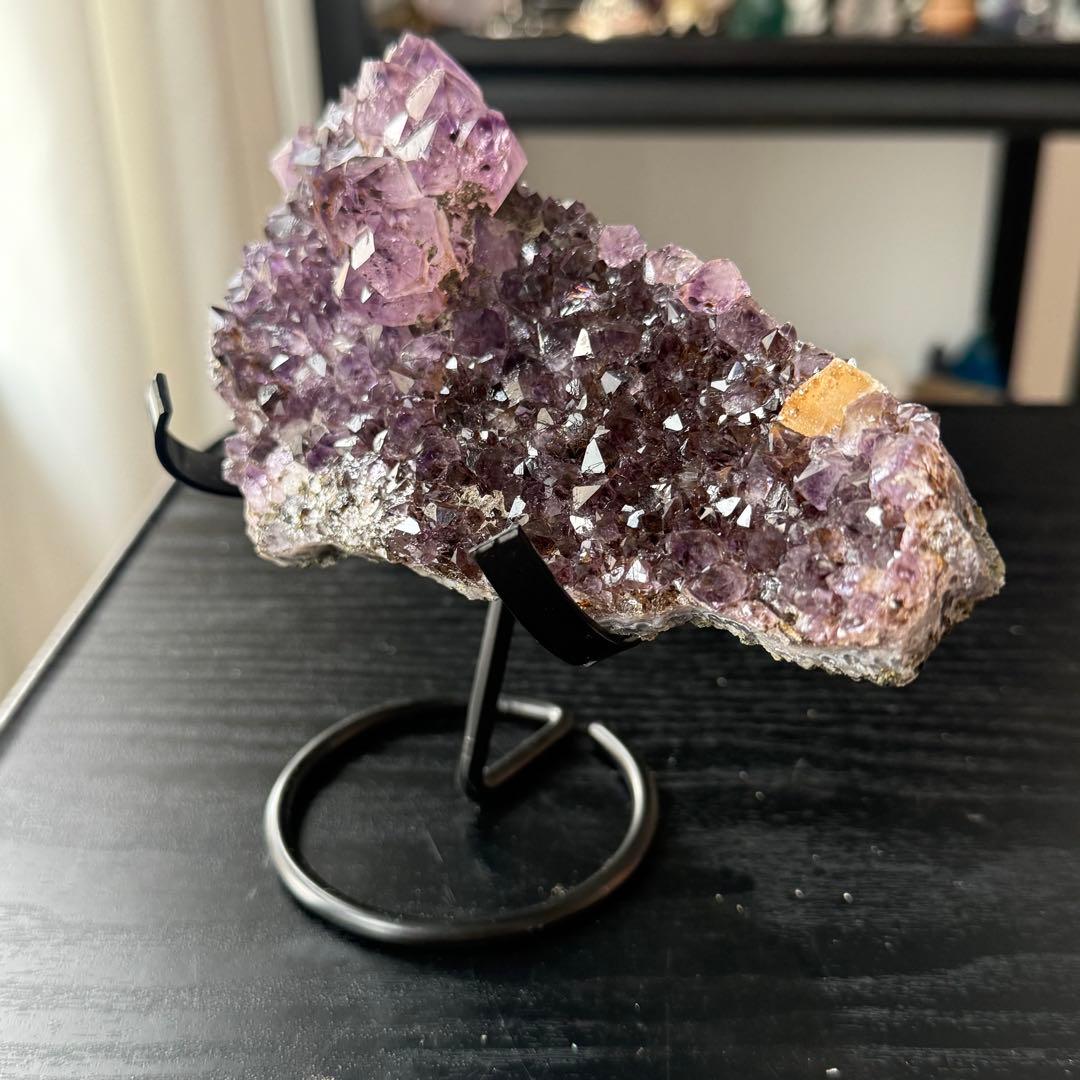 天然石タイチンルチルクォーツ共生アメジストの原石　置物　鉱物NO.011408