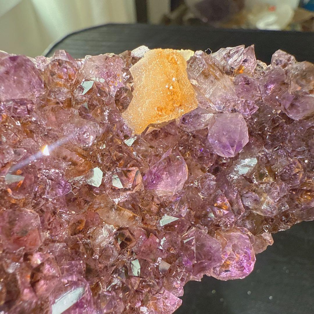 天然石タイチンルチルクォーツ共生アメジストの原石　置物　鉱物NO.011408