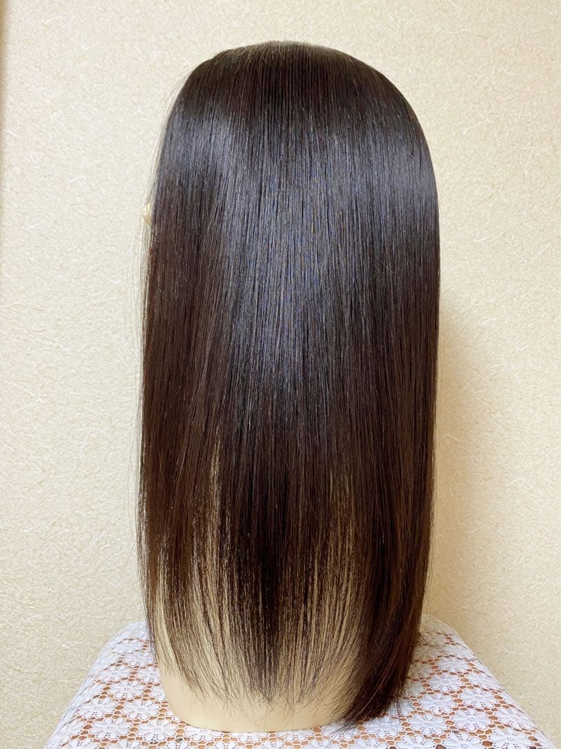 高級レミー人毛100% 自然な黒【総手植えS】シルクスキン　フルウィッグ