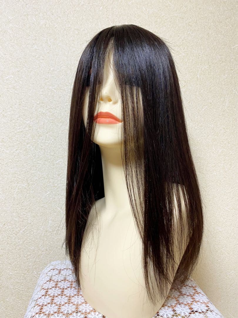 高級レミー人毛100% 自然な黒【総手植えS】シルクスキン　フルウィッグ