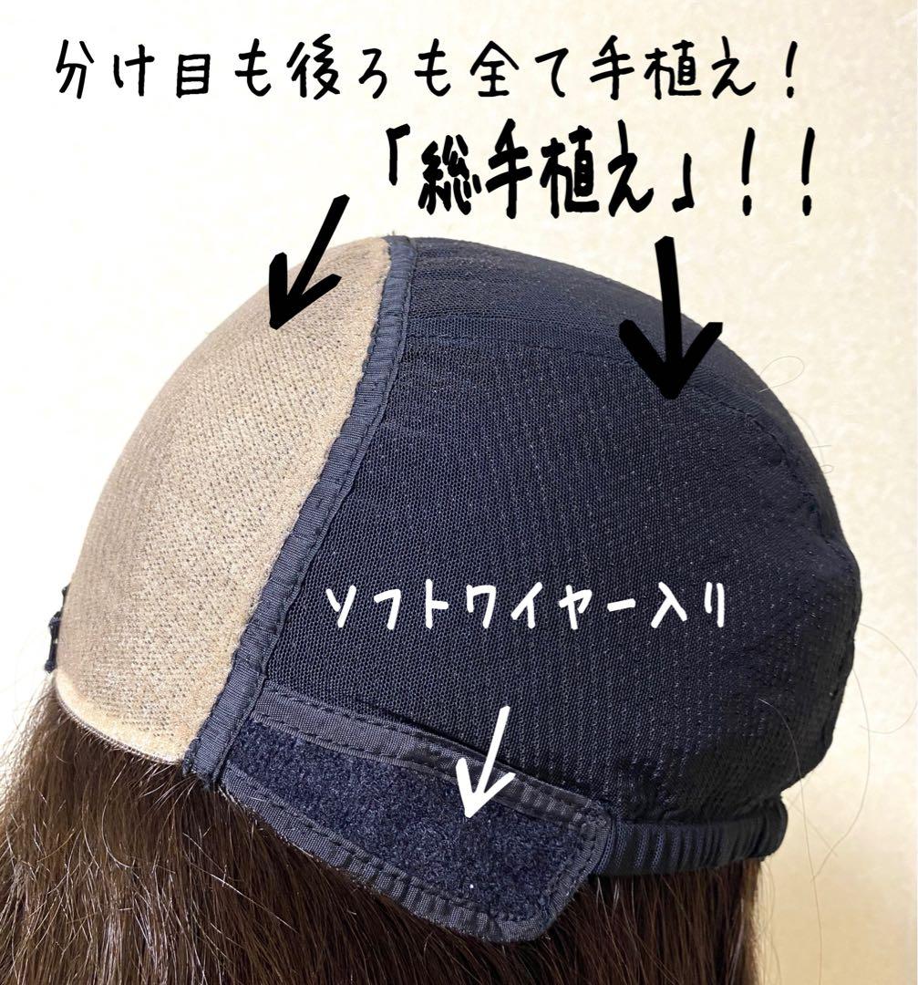 高級レミー人毛100% 自然な黒【総手植えS】シルクスキン　フルウィッグ