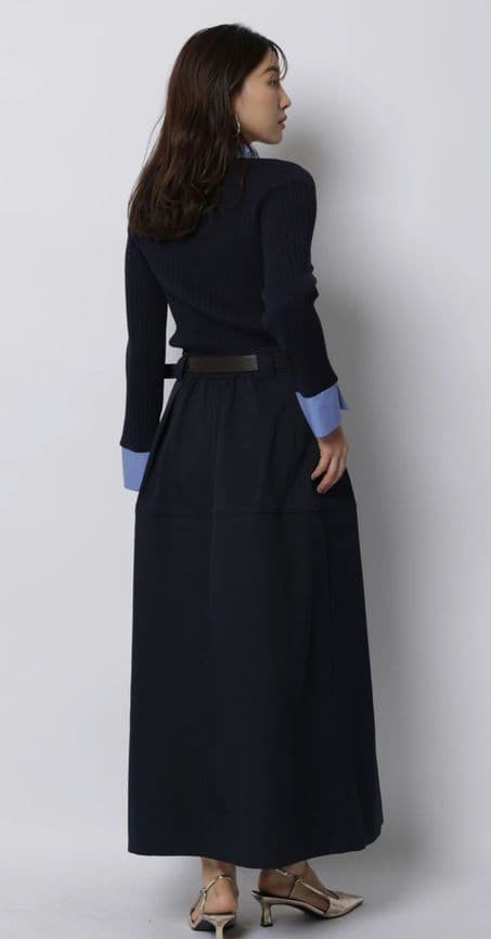 ジャスグリッティー　配色シャツカラー長袖ニット