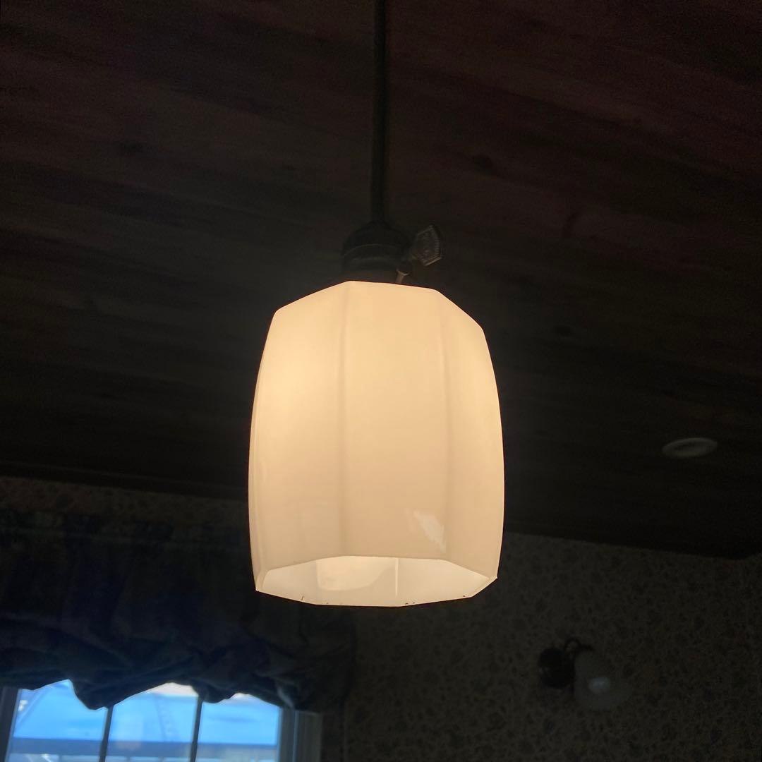 大正ロマン　アンティーク照明　乳白ガラス　八角シェード　レトロ