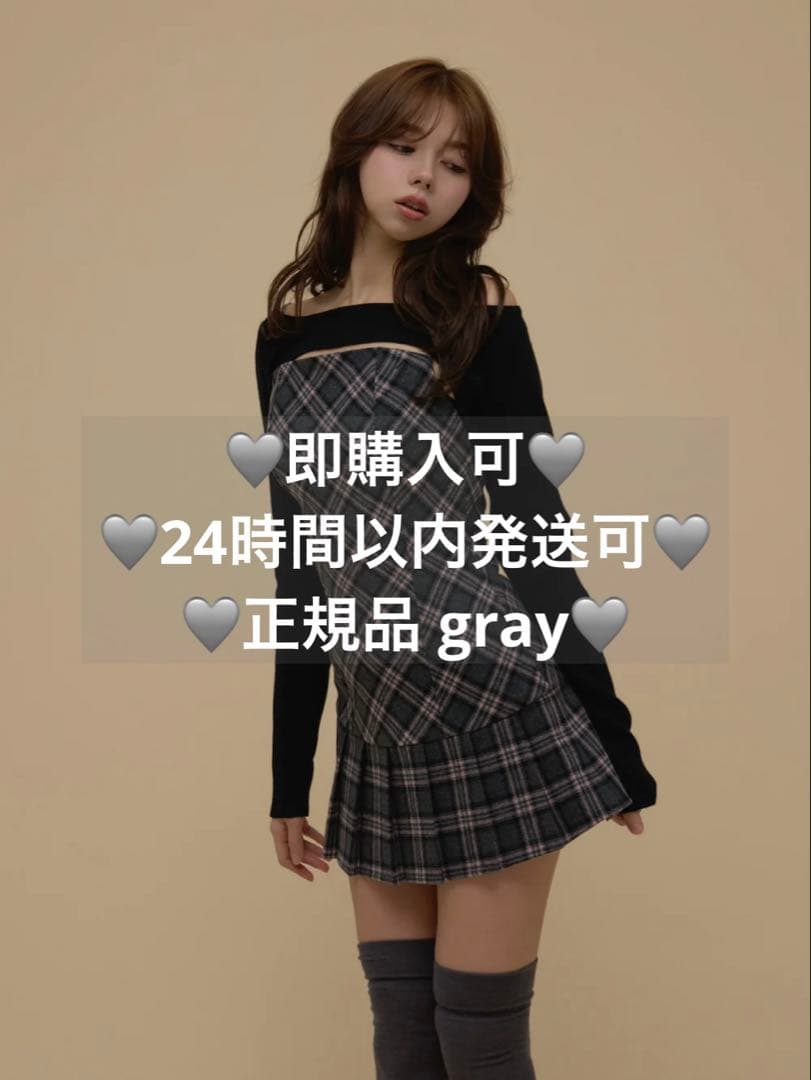ワンピース andmary Selena check mini dress gray