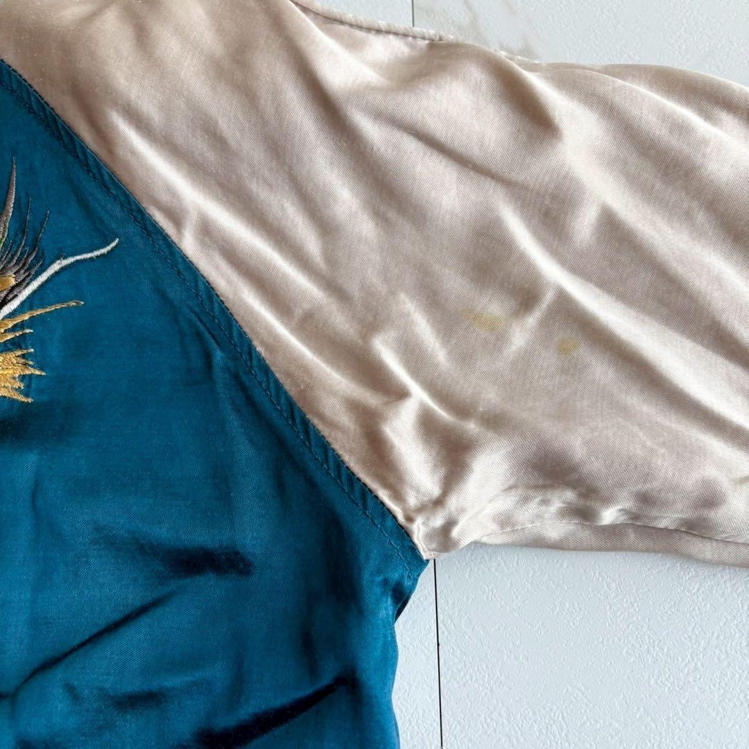 希少◆Houston スカジャン 刺繍 デザイン ブルゾン リバーシブル M