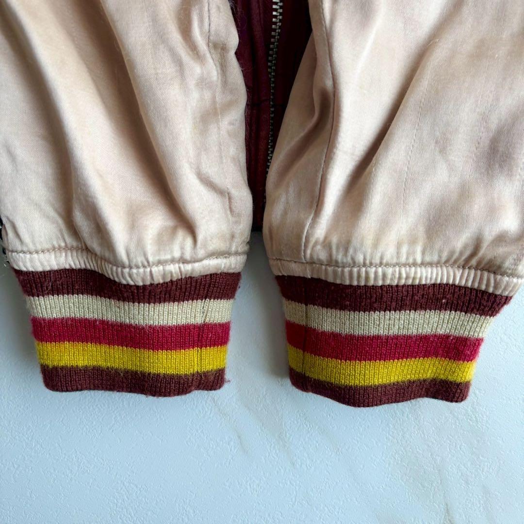 希少◆Houston スカジャン 刺繍 デザイン ブルゾン リバーシブル M