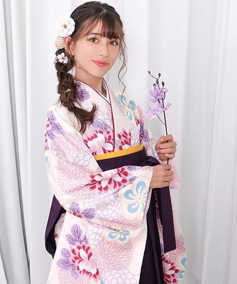 子供用　袴　４点セット　簡易着付け　卒業式　鞠菊に梅散らし