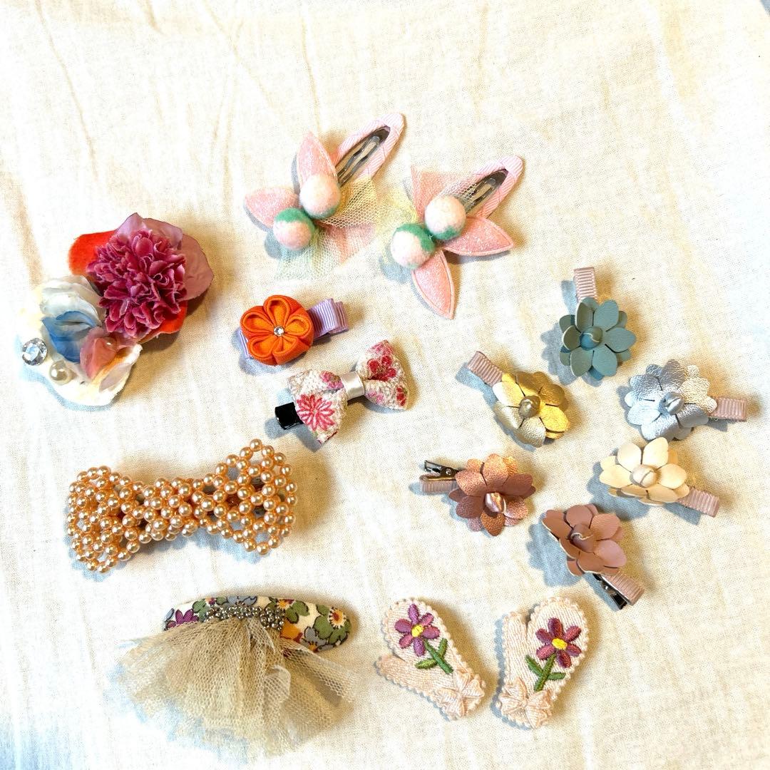 正絹着物　3歳七五三セット　飾り帯付き　髪飾りおまけ⭐︎