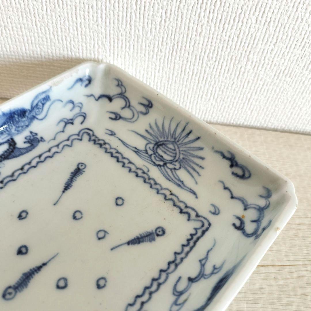 kico☆　３枚組　古伊万里　染付　線描　雲龍文　長皿