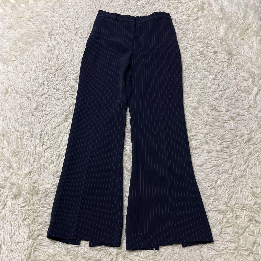 美品 S PLST ネイビー ストライプ ダブル セットアップ スーツ