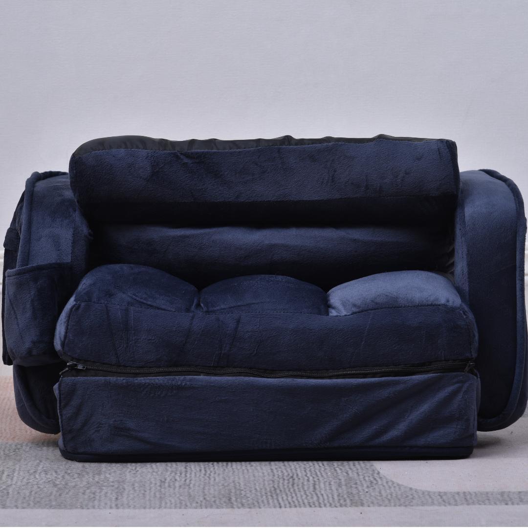 座椅子リクライニング14段ギアリクライニングチェアー ファブリック【ダークブルー