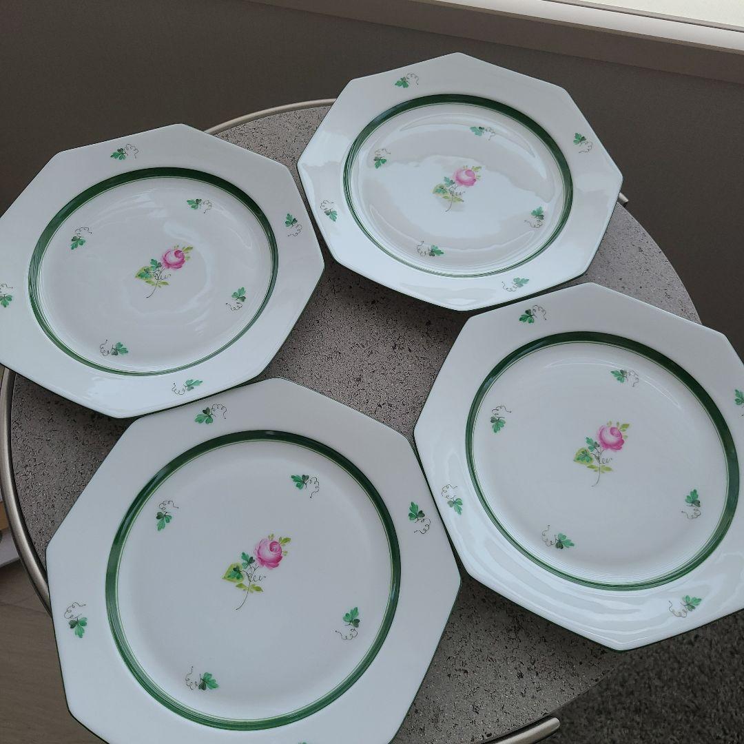 HEREND ウィーンの薔薇オクタゴナルプレート4枚セット