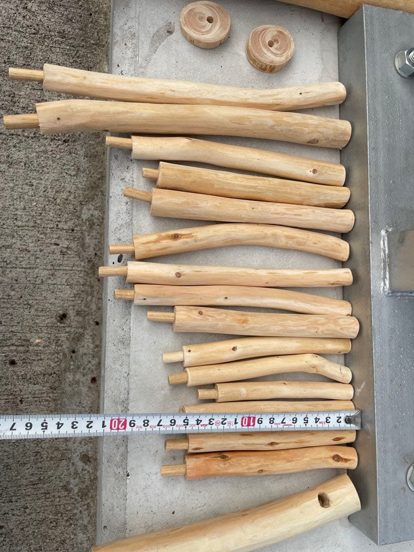 国産ヒノキ　鳥用止まり木　スタンド　アスレチック階段　約100センチ