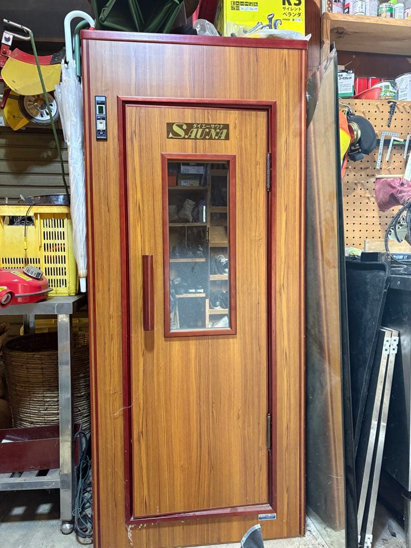 【引き取り限定】木製一人用サウナ 温度調整ダイヤル付き