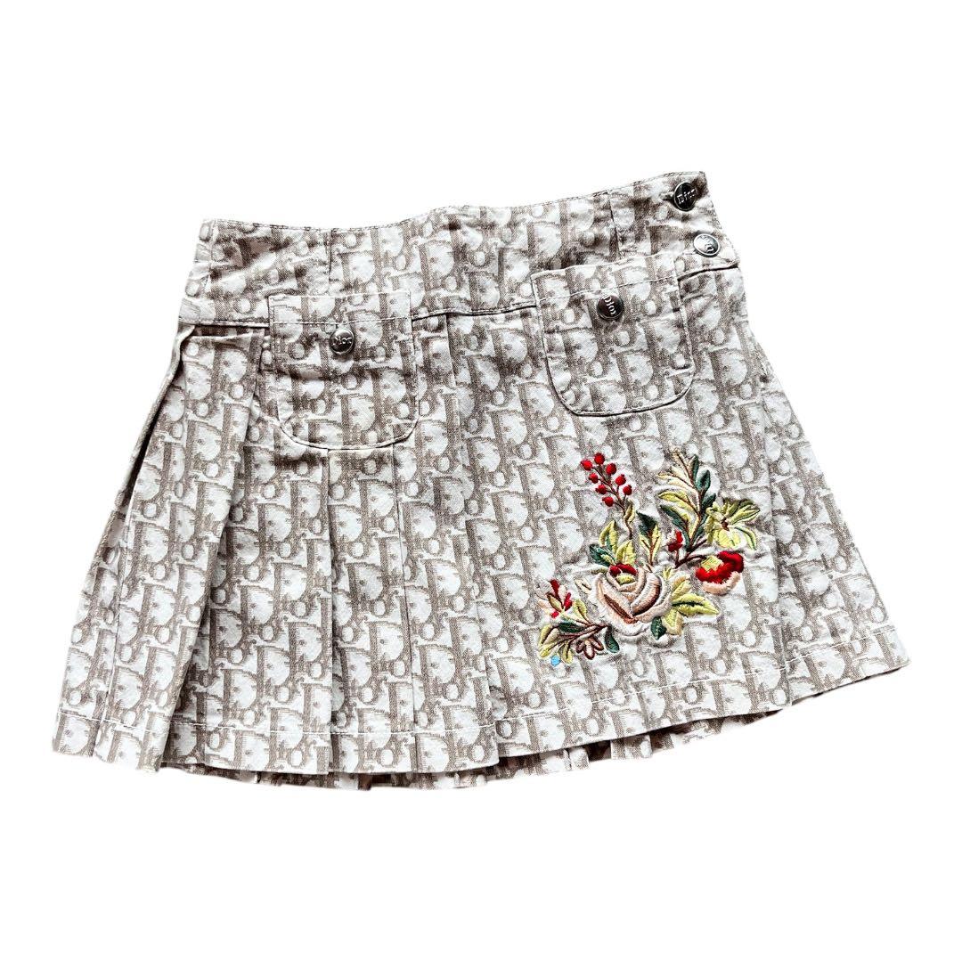 【希少】Christian Dior ロゴ総柄×フラワー刺繍 スカート6A