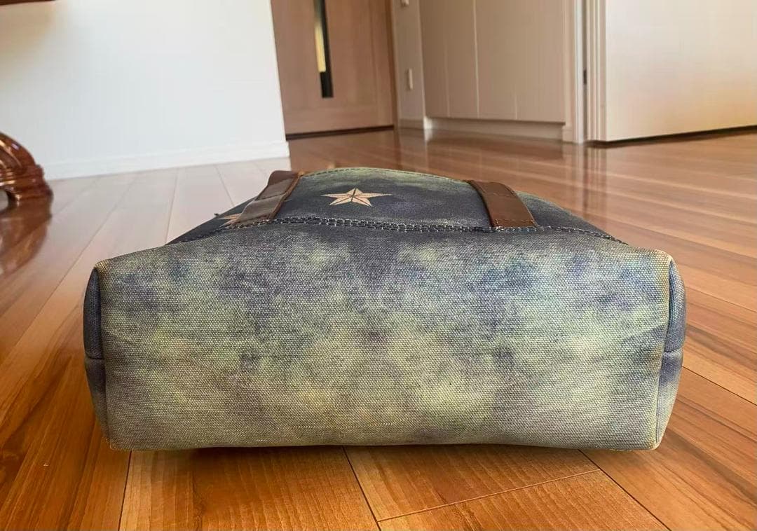 DIESEL大容量トートバッグ・本革ｘデニム・撥水ダメージ加工×不対称デザイン