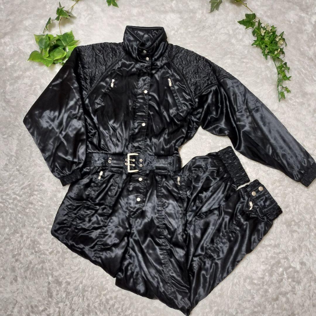 希少！90s クレージュ　ジャンプスーツ　つなぎ　キルティング　ブラックL