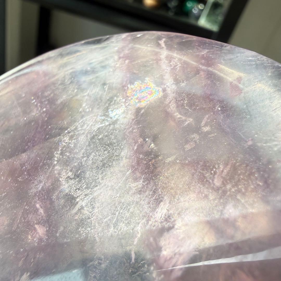 【sato】天然石フローライトの月　置物　台座付きNO.021304