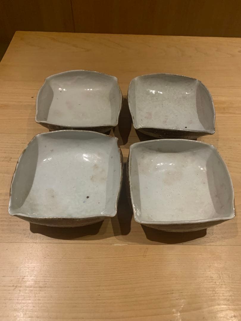 丹波焼 今西公彦 四方中鉢 4客セット（1客に僅かな欠けあり）