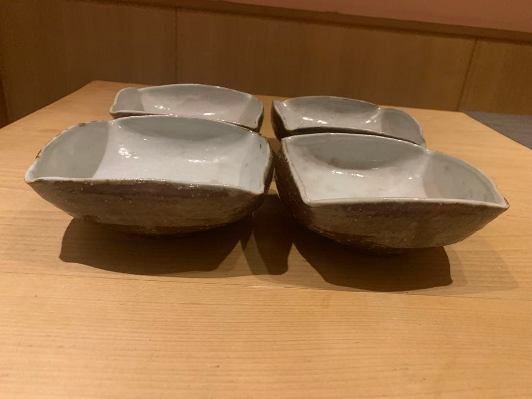 丹波焼 今西公彦 四方中鉢 4客セット（1客に僅かな欠けあり）